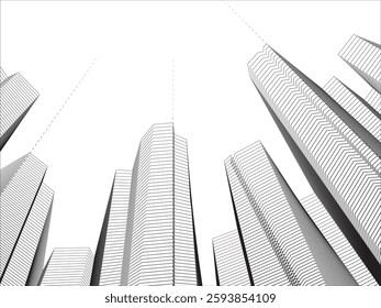 Illustration of a building in continuous line style on a white background.