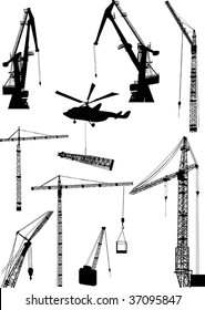 illustration with building crane collection isolated on white background