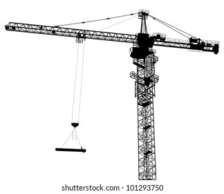illustration with building crane isolated on white background