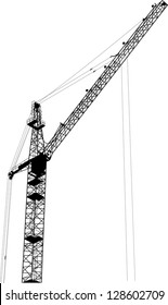 illustration with building crane isolated on white background