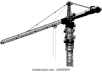 illustration with building crane isolated on white background