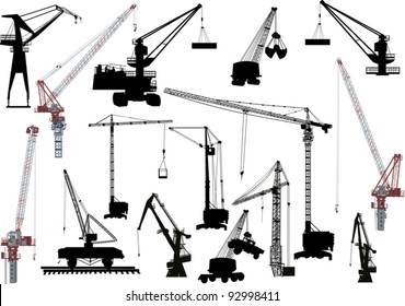 Illustration Building Cranes Isolated On White Stock Vector (Royalty ...