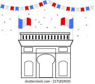 illustration of a building france of happy bastille day.