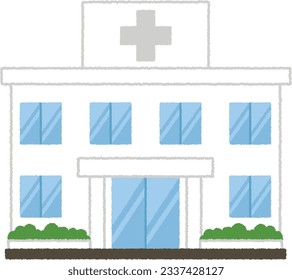 Illustration of a building. A hospital is a facility that provides medical care to people who are ill or ill and that houses the sick.