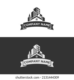 ilustración de la construcción del inmueble del logotipo vectorial moderno