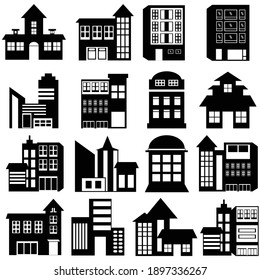 Ilustración de la construcción de un conjunto Icono Diseño vector negro y blanco simple