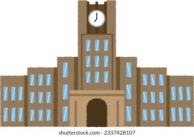 Ilustración de un edificio. Las escuelas son instituciones que desempeñan un papel central en el sistema educativo de los lactantes, los niños, los estudiantes y otros.