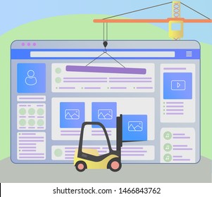 Illustration of building site in the style of construction