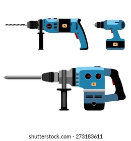Ilustración Herramientas de construcción Electric aislado en fondo blanco. Establecer icono. Vector.