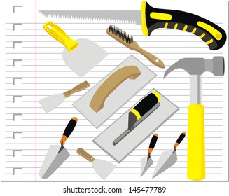 illustration building tools with on paper
