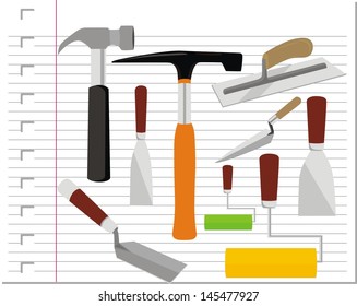 illustration building tools with on paper