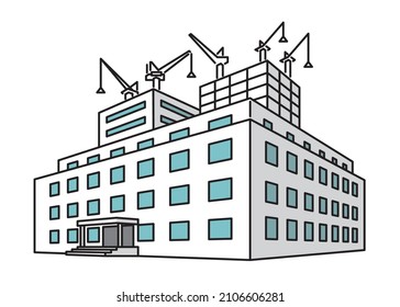 Ilustración de un edificio en construcción
