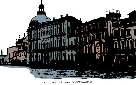illustration of buildings in the beautiful city of venice