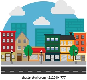Illustration von Gebäuden im Stadtvektor