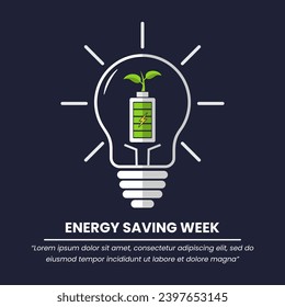 illustration of bulb, battery and plant suitable for Energy Saving Week