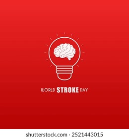Ilustração de um bulbo com um cérebro no interior, adequado para o Dia Mundial do Acidente Vascular Cerebral, celebrado em 29 de outubro