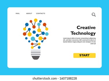 Illustration of bulb as idea of creative technology. New ideas, creativity, innovation. Idea of creative technology concept. Can be used for topics like business idea, creative technology, creativity