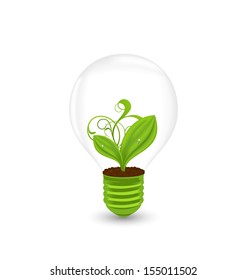 Illustration bulb with plant inside isolated on white background - vector