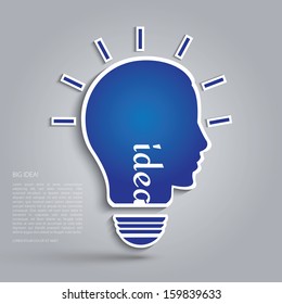 Illustration of bulb with silhouette human face.