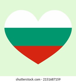 Illustration of the Bulgaria flag with a heart shape. Vector heart shaped Bulgaria flag isolated on plain background.  I love Bulgaria. Happy Independence Day
