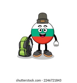 Illustration of bulgaria flag mascot as a hiker , character design