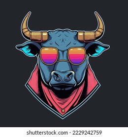 Illustration Of Bull head logo mascot design. Buffalo Face Vector Design