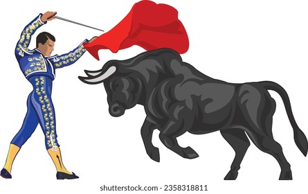 Illustration of a bull and a matador in Spain