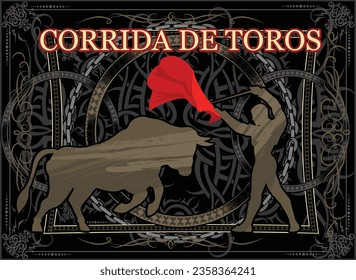 Illustration of a bull and a matador in Spain