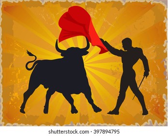 Illustration Of A Bull And A Matador In Spain