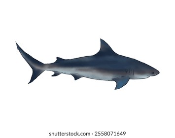Illustration of an Bull Shark Watercolor Illustration
