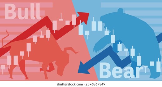 Illustration of bull-bear market and price chart