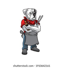 Illustration of bulldog bbq mascot logo vector The Concept of Isolated Technology. Flat Cartoon Style Suitable for Landing Web Pages, Banners, Flyers, Stickers, Cards