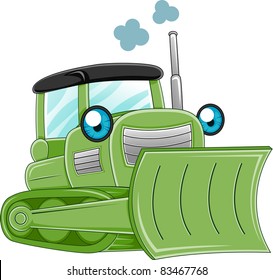 Illustration of a Bulldozer Charging Ahead