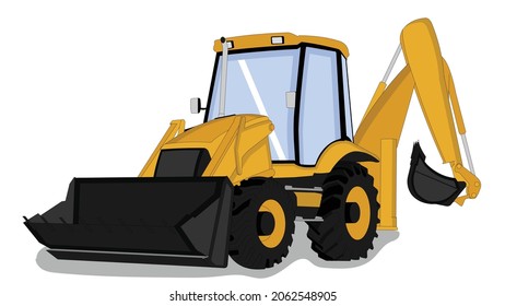 Illustration of Bulldozer digger construction vehicle