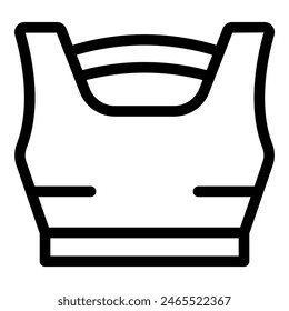Illustration of bulletproof vest icon in black and white. Isolated flat vector design for security and protection in police and military equipment. Featuring line art. Symbol