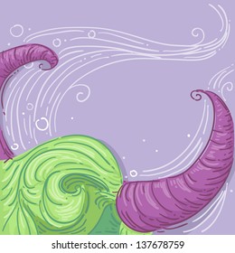 Illustration of Bull's Head with Horn for Taurus Design