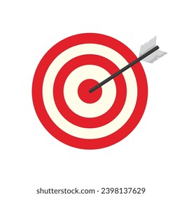 illustration with a bullseye concept with an arrow, vector illustration in flat style