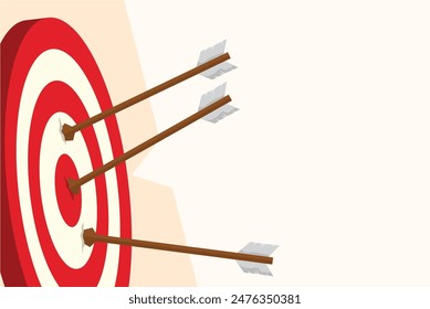 illustration with a bullseye concept with arrows on an orange background