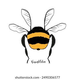 Illustration of a bumblebee. Hand drawing. Sketch or doodle style. Vector