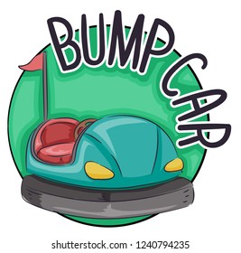 Illustration of a Bumper Car Icon with Flag Behind