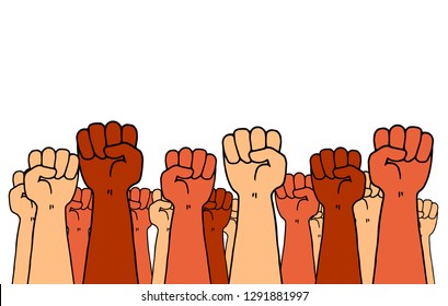 Demonstration Revolution Protest Raised Arm Fist Stock Vector (Royalty ...