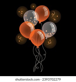 illustration of a bunch of balloons, illustration of balloons, orange and white balloons
