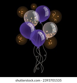 illustration of a bunch of balloons, illustration of balloons, purple and white balloons