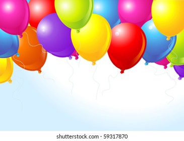 Illustration of the bunch of colorful balloons flying up