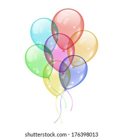 Illustration bunch colorful balloons isolated on white background - vector