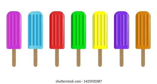 Illustration of bunch of different colors ice pops. Vector