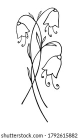  Illustration of a bunch of flowers in doodle style.  Bouquet of tulips. Black and white drawing.