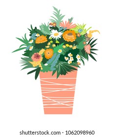 illustration of bunch of flowers in a vase