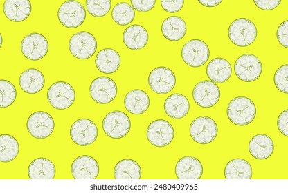 illustration of a bunch of lime slices on a yellow background