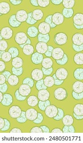 illustration of a bunch of lime slices on a green background